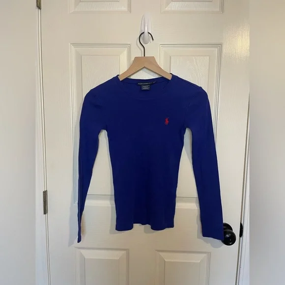 Ralph Lauren Sport Vintage Long Sleeve Crewneck T-Shirt in Royal Blue Size XS - Picture 1 of 5